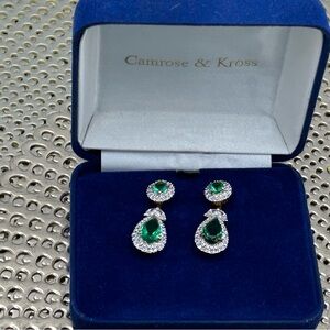 Camrose & Kross Jackie Kennedy reproduction Emerald Green Drop Earrings